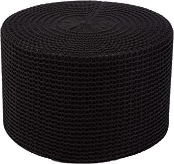 Amazon Basics Chunky-Knit Foam Floor Pouf Ottoman, Black