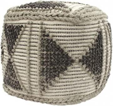 Christopher Knight Home Sally Cube Pouf, Boho, Gray and Ivory Wool and Cotton