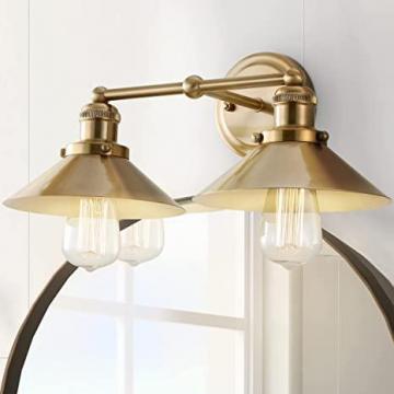 JONATHAN Y JYL7430A August 17.5" 2-Light Metal Shade Farmhouse Sconce Contemporary, Brass Gold