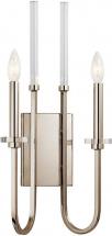 Kichler Kadas 22" 2 Light Wall Sconce with Clear Crystal Glass in Polished Nickel