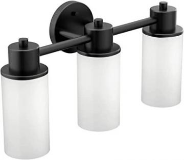 Moen DN0763BL Iso 3-Light Dual-Mount Vanity Fixture with Frosted Glass, Matte Black