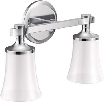 Moen YB0362CH Flara 2-Light Dual-Mount Vanity Light Fixture with Frosted Glass, Chrome