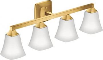 Moen YB5164BG Voss Collection 4 Dual-Mount Vanity Light Fixture with Frosted Glass, Brushed Gold