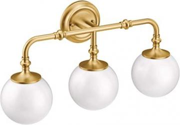 Moen YB0563BG Colinet 3-Light Dual-Mount Vanity Fixture with Frosted Glass, Brushed Gold