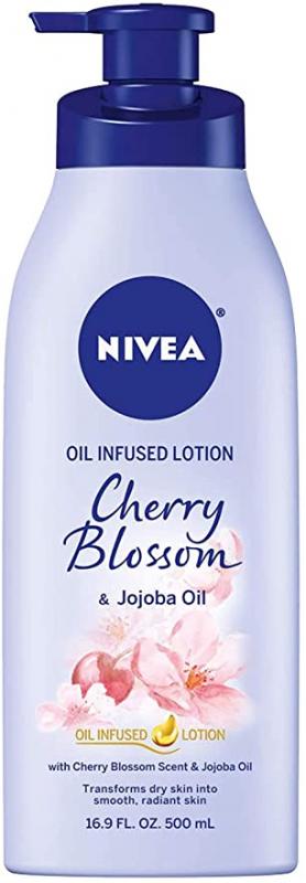 Nivea Oil Infused Body Lotion, Cherry Blossom and Jojoba Oil, Body Lotion for Dry Skin, 16.9 Fl Oz