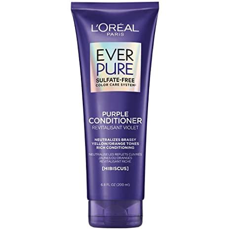 L'Oreal Paris EverPure Sulfate Free Brass Toning Purple Conditioner for Blonde, Bleached, 6.8 Fl Oz