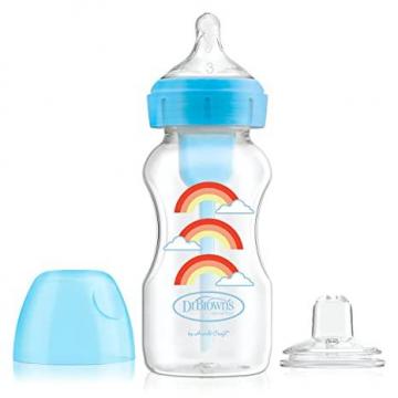 Dr. Brown's Options+ Anti-Colic Wide-Neck Baby Bottle to Sippy Bottle Starter Kit – 9oz - 6m+