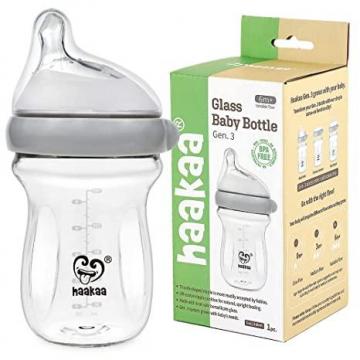 Haakaa Natural Glass Baby Bottles for Baby Feeding, Anti-Colic, Wide Neck, BPA Free