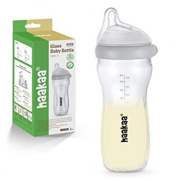 Haakaa Gen.3 Natural Glass Baby Bottle 11oz - Wide Neck Anti-Colic Variable Flow Nipple