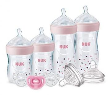 NUK Simply Natural Baby Bottles with SafeTemp Gift Set - Includes 4 Bottles, 3 Pacifiers