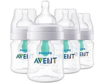 Philips AVENT Anti-Colic Baby Bottles with AirFree Vent, 4oz, 4pk, Clear