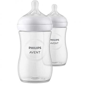 Philips AVENT Natural Baby Bottle with Natural Response Nipple, Clear, 11oz, 2pk
