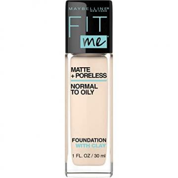 Maybelline Fit Me Matte + Poreless Liquid Foundation Makeup, Porcelain, Oil-Free Foundation