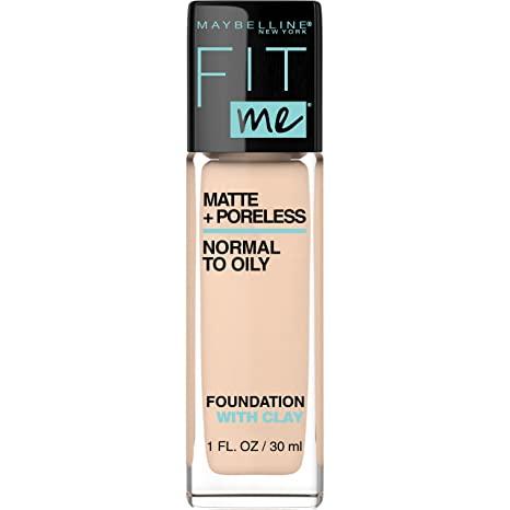 Maybelline Fit Me Matte + Poreless Liquid Foundation Makeup, Ivory, Oil-Free Foundation