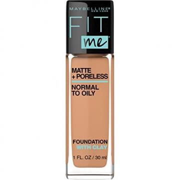 Maybelline Fit Me Matte + Poreless Liquid Foundation Makeup, Warm Honey, Oil-Free Foundation
