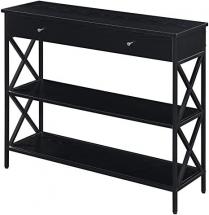 Convenience Concepts Tucson 1-Drawer Console Table with Shelves, Black/Black