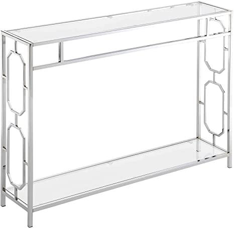 Convenience Concepts Omega Chrome Console Table, Clear Glass Chrome Frame
