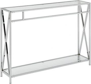 Convenience Concepts Oxford Console Table, Clear Glass/Chrome Frame