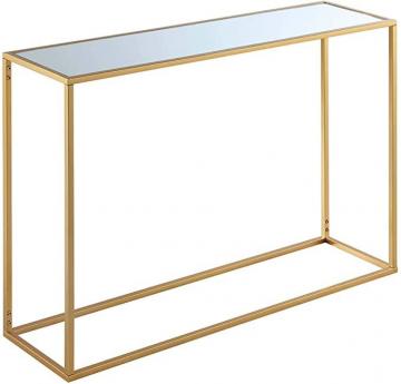 Convenience Concepts Gold Coast Mirrored Console Table, Mirrored Top Gold Frame