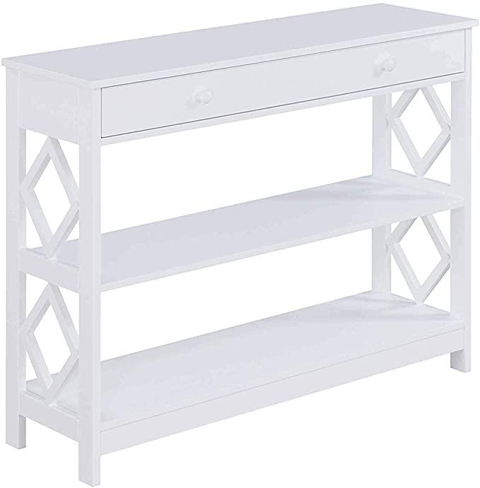Convenience Concepts Diamond 1 Drawer Console Table, White