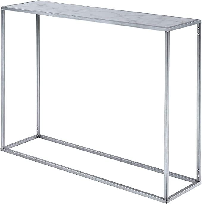 Convenience Concepts Gold Coast Faux Marble Console Table, Faux Marble Silver