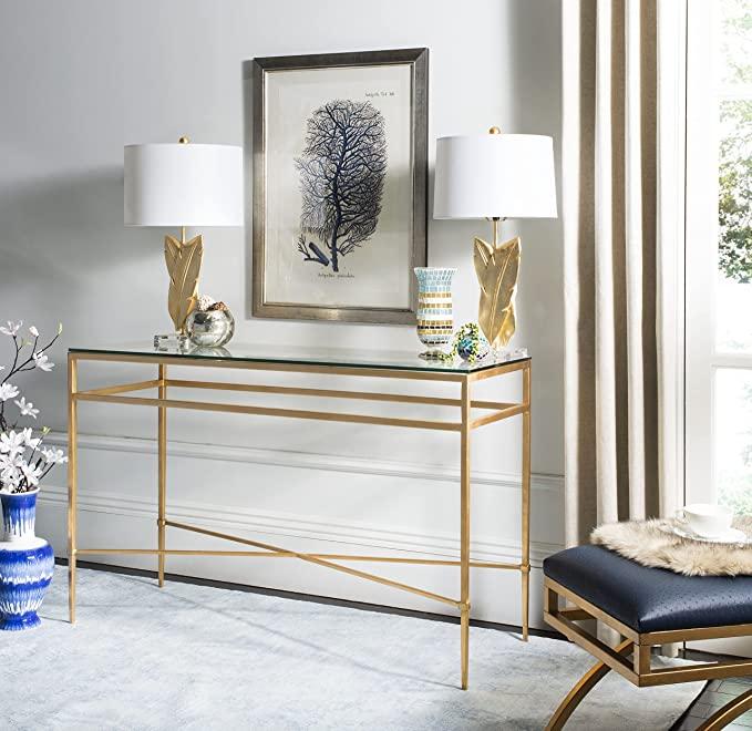 Safavieh American Homes Collection Baumgarten Antique Gold Glass Couture Console Table