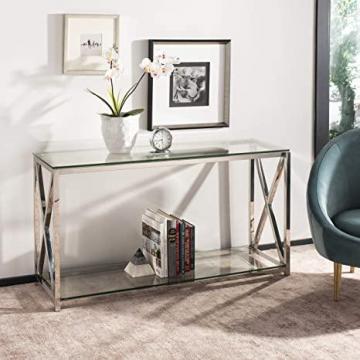 Safavieh Home Collection Hayward Chrome Glass Top Couture Console Table