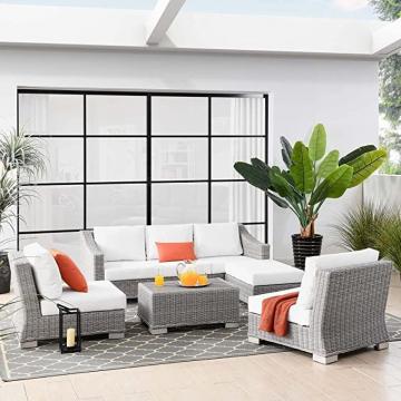 Modway EEI-5097-WHI Conway Patio Furniture Set, Light Gray White