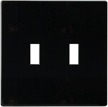Eaton PJS2BK-SP-L Polycarbonate 2-Gang Screwless Toggle Switch Mid Size Wall Plate, Black