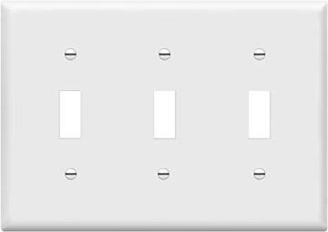 Enerlites Triple Light Switch Wall Plate, 3-Gang Unbreakable Polycarbonate Thermoplastic, 8813-W