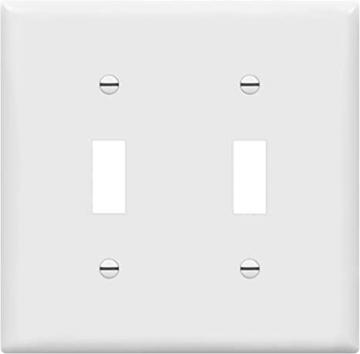 Enerlites Toggle Light Switch Wall Plate, Size 2-Gang Double Switch Cover, 8812-W, White