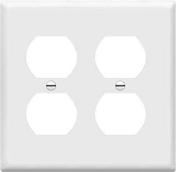 Enerlites 8822-W Duplex Receptacle Outlet Wall Plate, Polycarbonate Thermoplastic, White