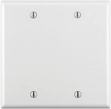 Leviton 88025 2-Gang No Device Blank Wallplate, Standard Size, Thermoset, Box Mount, White