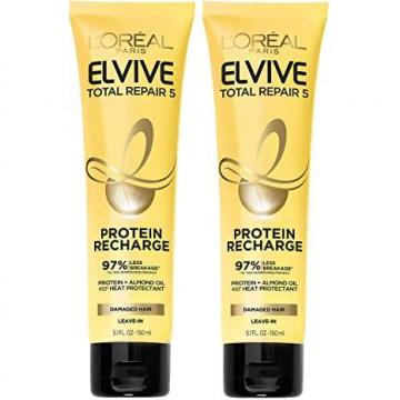 L'Oreal Paris Elvive Total Repair 5 Protein Recharge Leave In Conditioner Treatment, 2 pack
