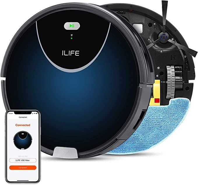 ILIFE V80 Max Mopping Robot Vacuum, 2-in-1 Robot Vacuum and Mop, Wi-Fi Connected