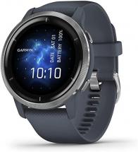 Garmin Venu 2, GPS Smartwatch with Advanced Health Monitoring, Silver Bezel, GraniteBlue Case