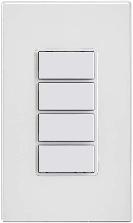 Leviton DW4BC-1BW Decora Smart Wi-Fi 4 Button Controller, No Hub Required, 1 Pack, White