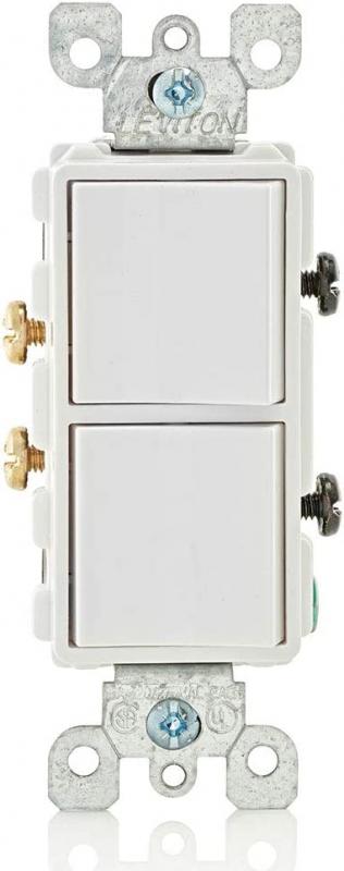Leviton 5634-W 15 Amp, 120/277 Volt, Decora Single-Pole, AC Combination Switch, White, Small