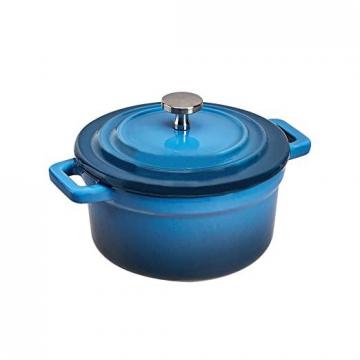 AmazonCommercial Enameled Cast Iron Covered Mini Cocotte, 10.3-Ounce, Blue