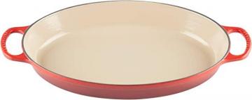 Le Creuset Enamel Cast Iron Signature Oval Baker, 3 quart, Cerise (Cherry Red)