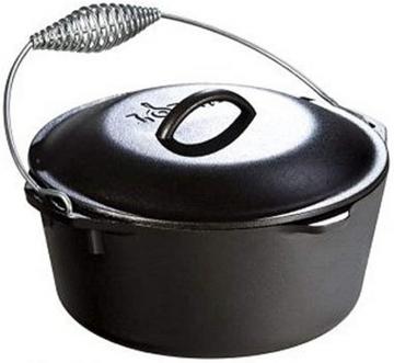 Lodge 5 Quart Cast Iron Dutch Oven, Pre Seasoned Cast Iron Pot and Lid with Wire Bail