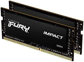Kingston FURY Impact 32GB (2x16GB) 3200MHz DDR4 CL20 Laptop Memory Kit of 2 KF432S20IBK2/32, Black
