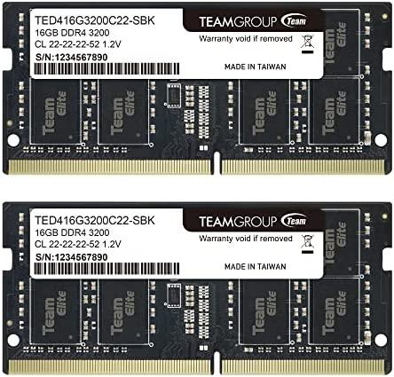 TEAMGROUP Elite DDR4 32GB Kit (2 x 16GB) 3200MHz PC4-25600 CL22 Unbuffered Non-ECC 1.2V SODIMM