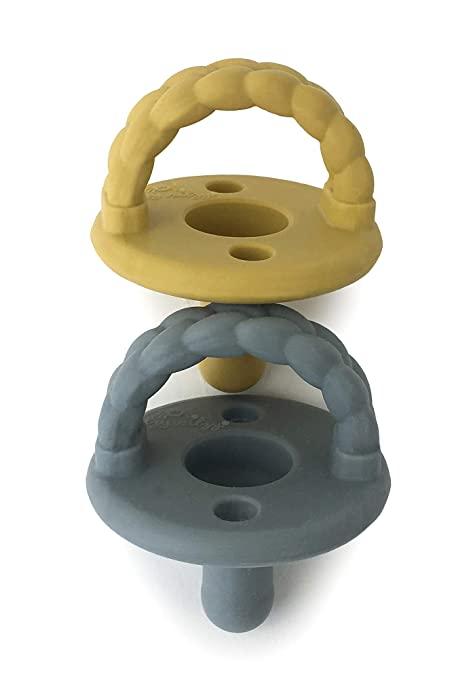 Itzy Ritzy Sweetie Soother Pacifier Set of 2 Dark Gray & Yellow, Ages Newborn & Up