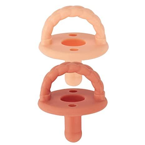 Itzy Ritzy Sweetie Soother Pacifier Set of 2 Apricot & Terracotta, Ages Newborn & Up