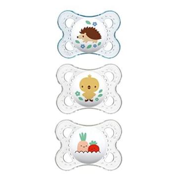 MAM Original Baby Pacifier, Curved Shield to Protect Skin, 3 Pack, 0-6 Months, Clear/Boy