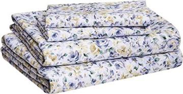 Amazon Basics Lightweight Super Soft Easy Care Microfiber Bed Sheet - King, Blue Floral