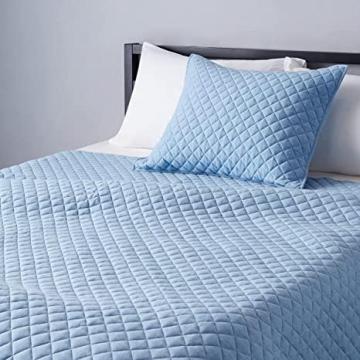 Amazon Basics Cotton Jersey Quilt and Sham Bed Set, Down-Alternative Quilt - Twin/Twin XL, Sky Blue