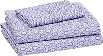 Amazon Basics Lightweight Super Soft Easy Care Microfiber Bed Sheet Set - Twin XL, Blue Damask