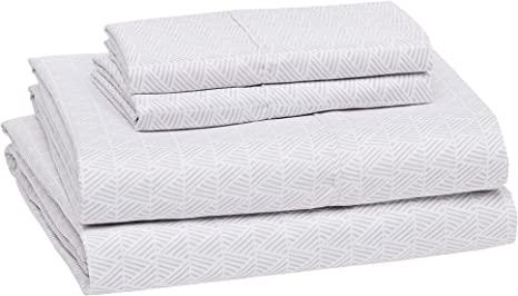 Amazon Basics Lightweight Super Soft Easy Care Microfiber Bed Sheet Set - Queen, Gray Crosshatch